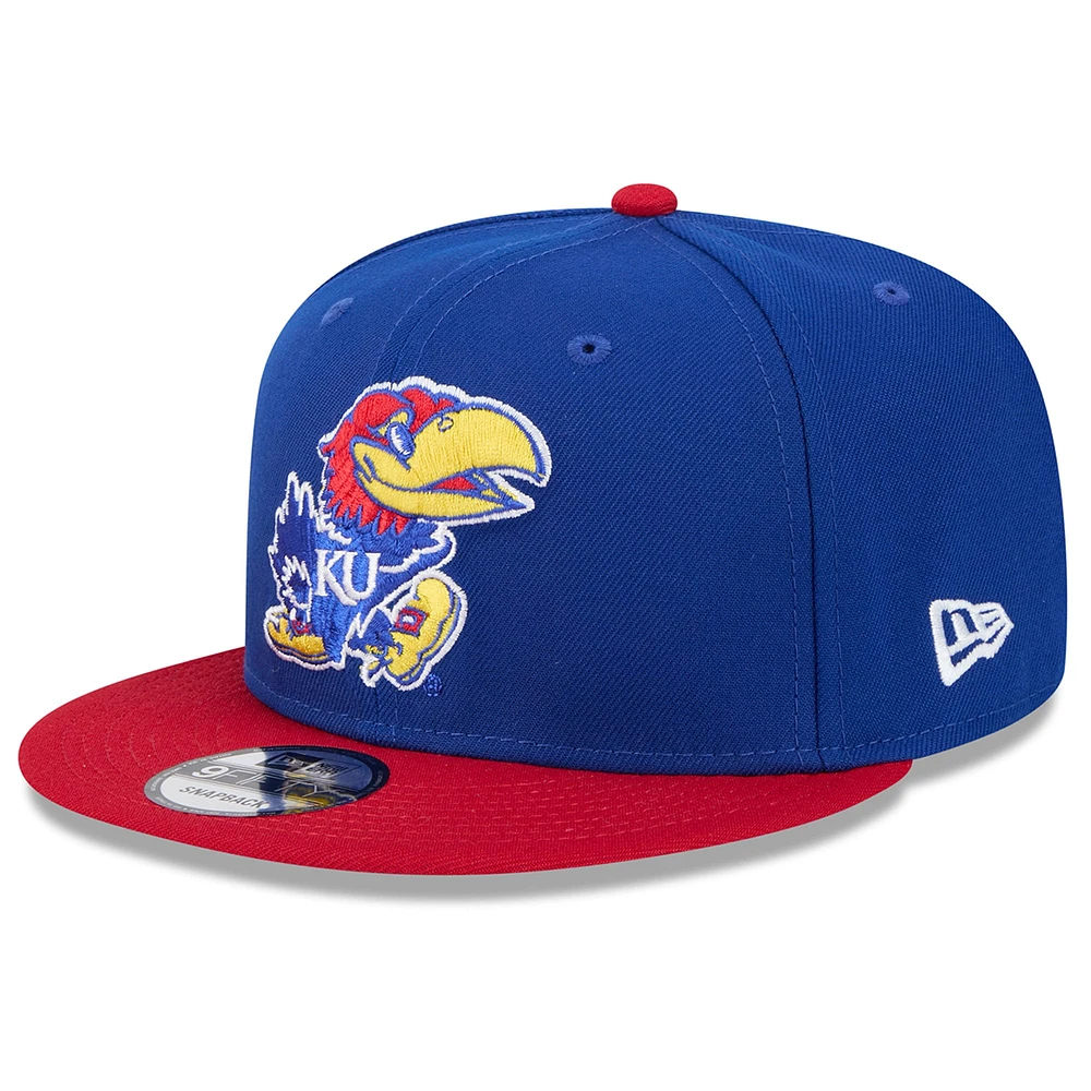 Men's New Era Royal/Red Kansas Jayhawks Two-Tone 9FIFTY Snapback Hat