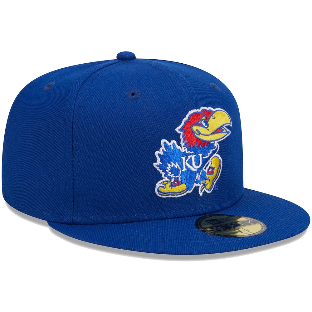 Casquette ajustée 59FIFTY Royal Kansas Jayhawks de New Era pour homme