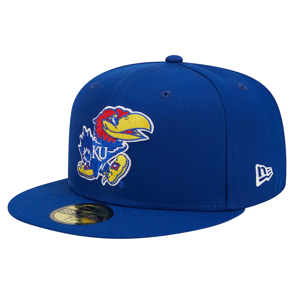 Casquette ajustée 59FIFTY Royal Kansas Jayhawks de New Era pour homme