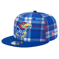 Men's New Era Royal Kansas Jayhawks Plaid 9FIFTY Snapback Hat