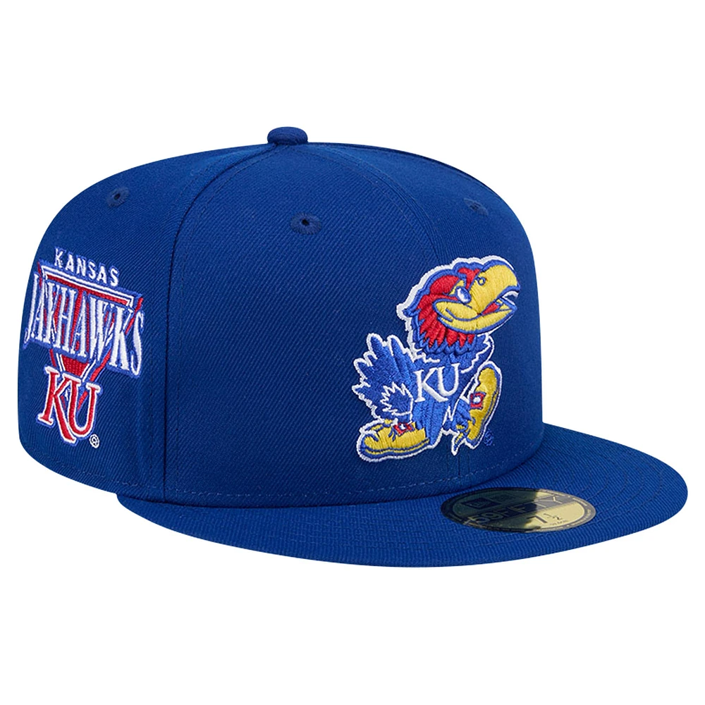 Casquette ajustée 59FIFTY Royal Kansas Jayhawks Throwback New Era pour homme