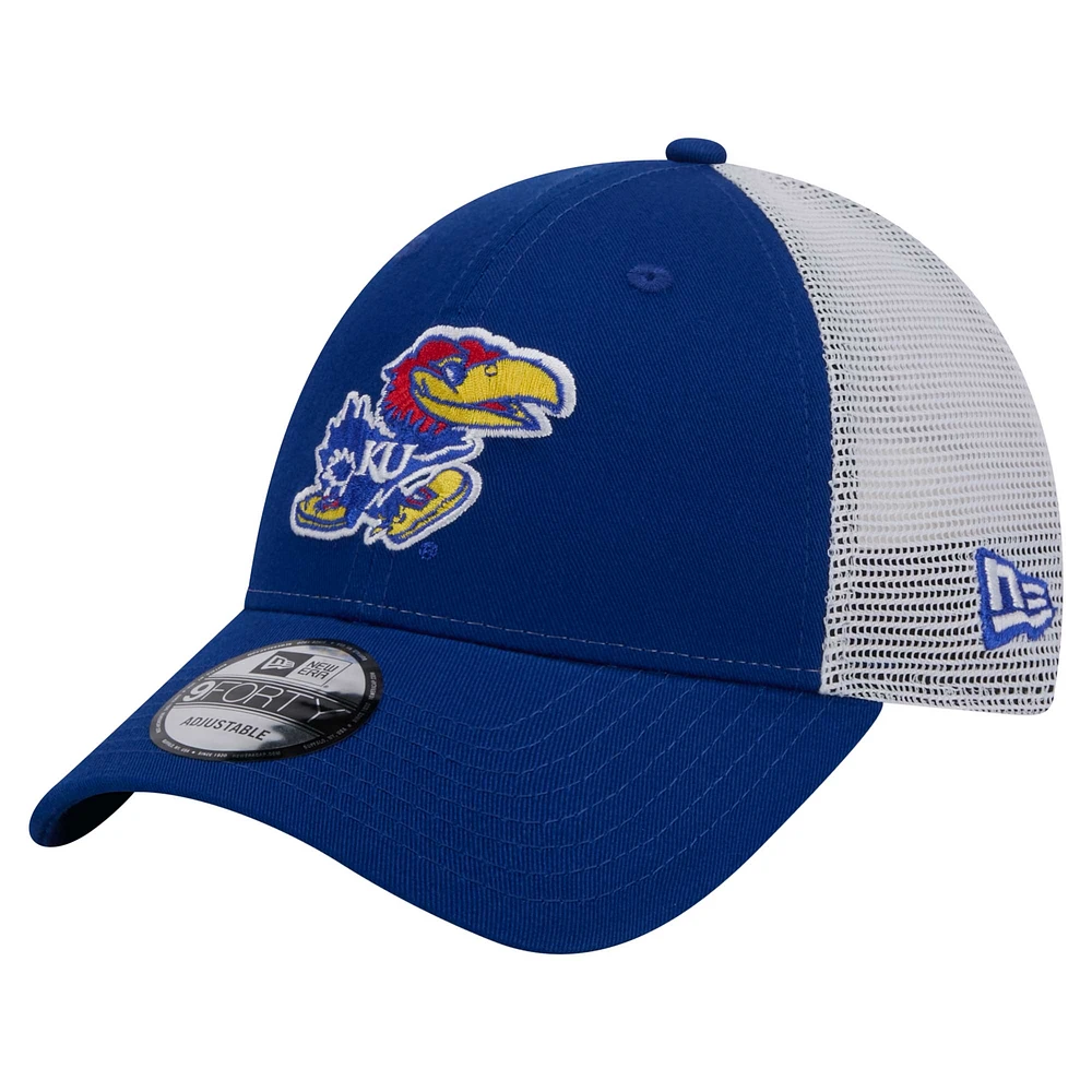 Men's New Era  Royal Kansas Jayhawks Trucker 9FORTY Adjustable Hat