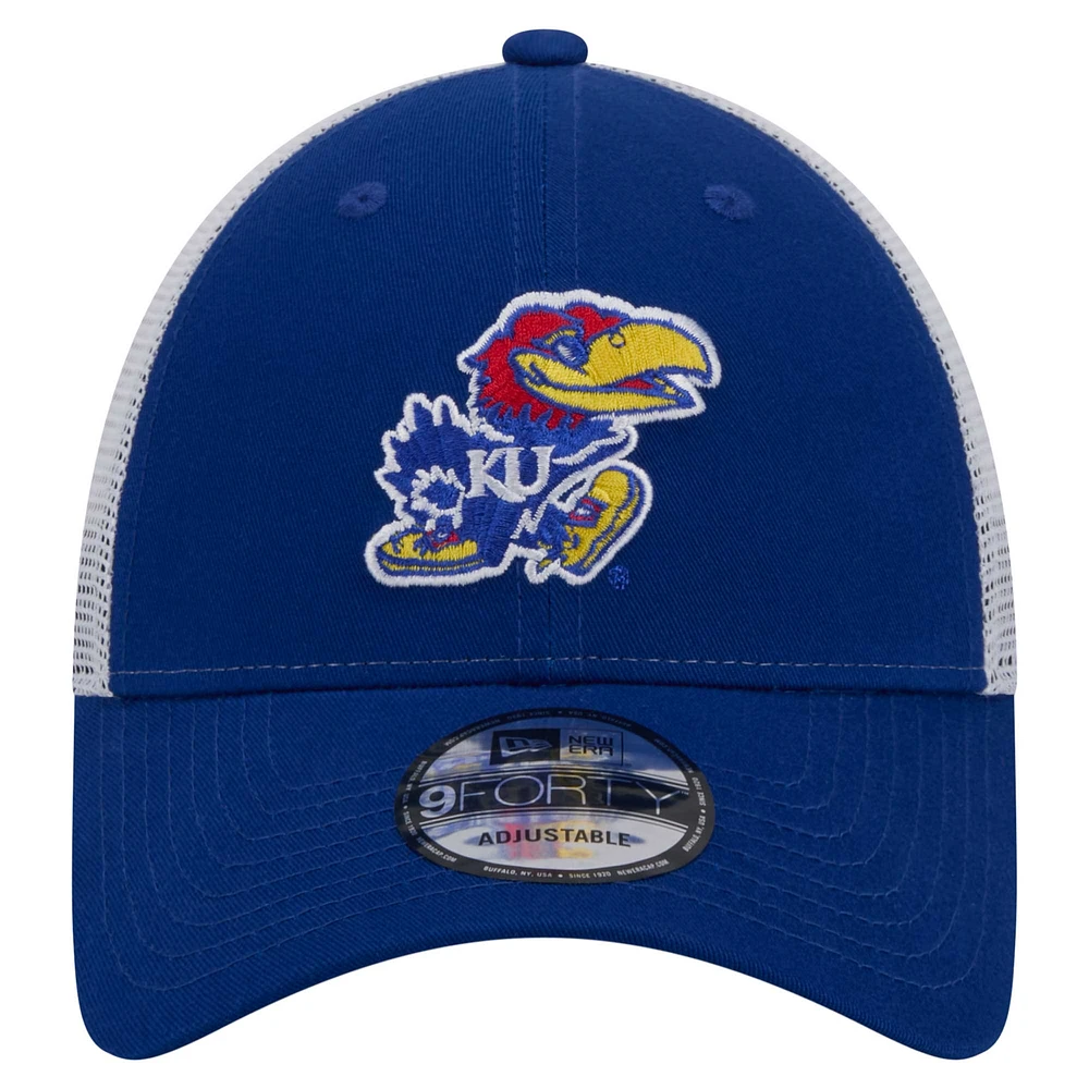 Men's New Era  Royal Kansas Jayhawks Trucker 9FORTY Adjustable Hat