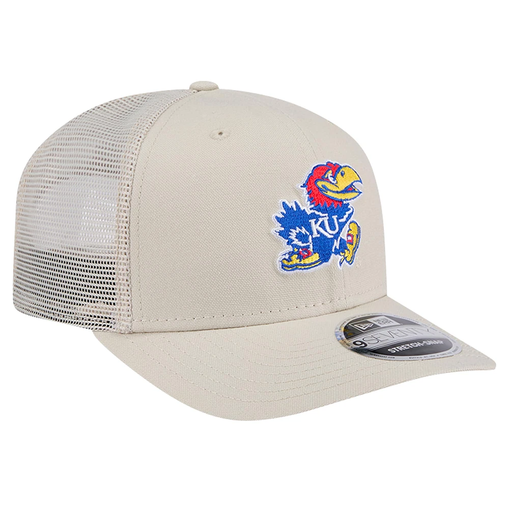 Men's New Era Stone Kansas Jayhawks Canvas 9SEVENTY Stretch-Snap Adjustable Hat