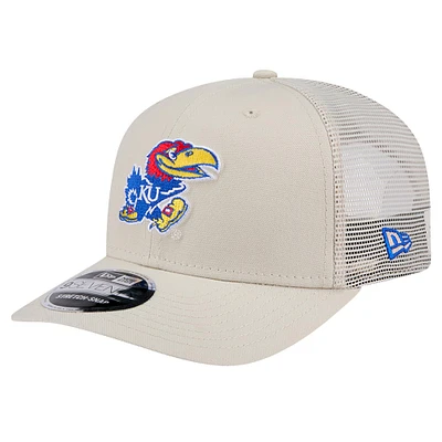 Men's New Era Stone Kansas Jayhawks Canvas 9SEVENTY Stretch-Snap Adjustable Hat