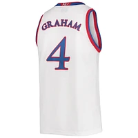 Maillot de basket-ball classique commémoratif pour hommes, marque rétro originale Devonte' Graham White Kansas Jayhawks