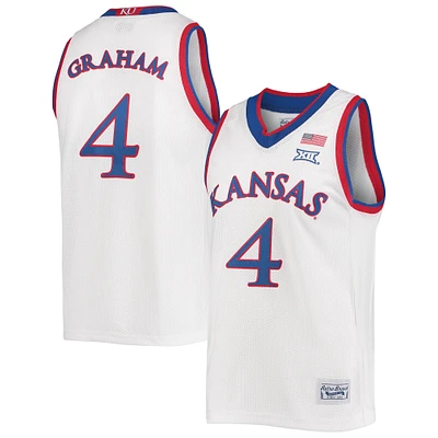 Maillot de basket-ball classique commémoratif pour hommes, marque rétro originale Devonte' Graham White Kansas Jayhawks