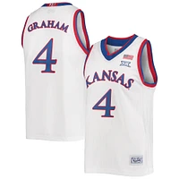 Maillot de basket-ball classique commémoratif pour hommes, marque rétro originale Devonte' Graham White Kansas Jayhawks