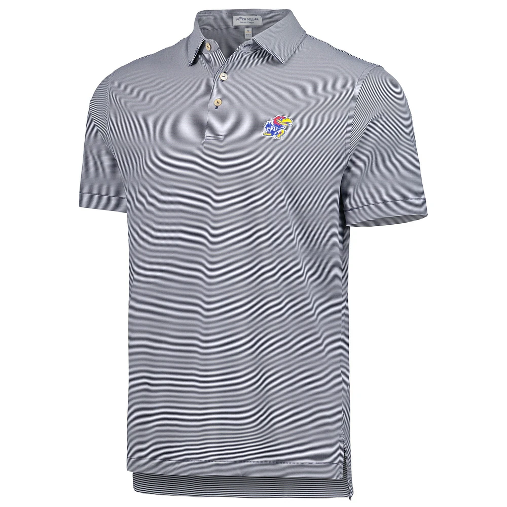 Men's Peter Millar Navy Kansas Jayhawks Jubilee Striped Performance Jersey Polo