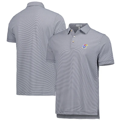 Men's Peter Millar Navy Kansas Jayhawks Jubilee Striped Performance Jersey Polo