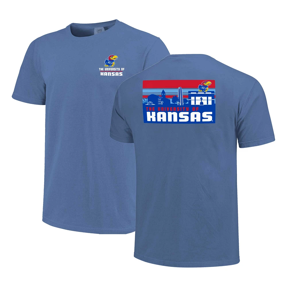 T-shirt à rayures pour homme Royal Kansas Jayhawks Campus Skyline