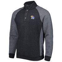 Men's Tommy Bahama Black Kansas Jayhawks Sport Scrimmage Snap Mock Neck Raglan Button-Up Jacket