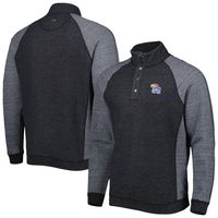 Men's Tommy Bahama Black Kansas Jayhawks Sport Scrimmage Snap Mock Neck Raglan Button-Up Jacket