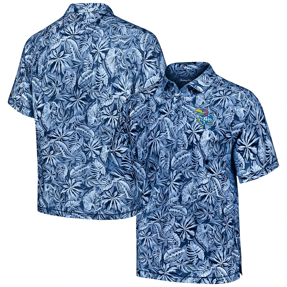 Polo Tommy Bahama bleu Kansas Jayhawks Tropical Score IslandZone pour hommes