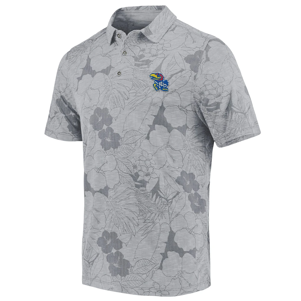 Polo Tommy Bahama gris Kansas Jayhawks Miramar Blooms pour hommes