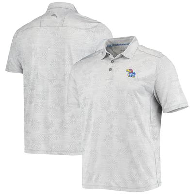 Men's Tommy Bahama Gray Kansas Jayhawks Pineapple Palm Coast IslandZone Polo