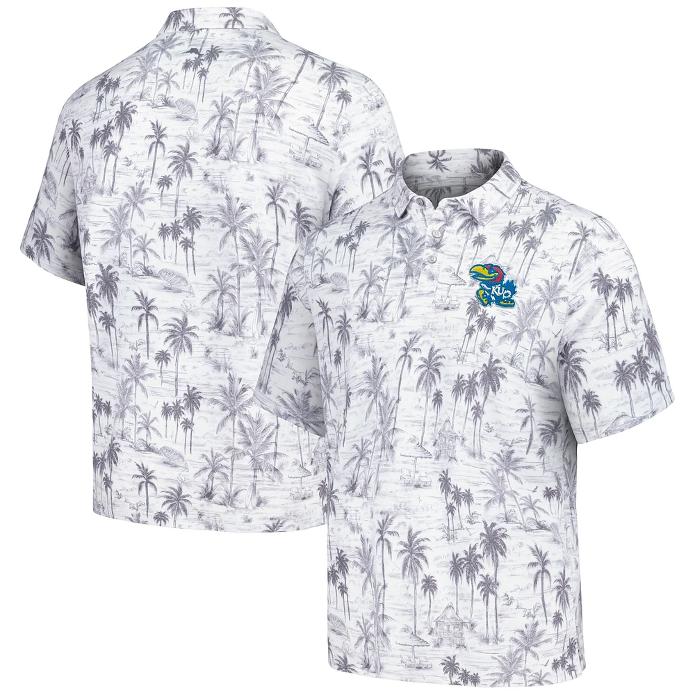 Polo tri-mélange Tommy Bahama pour hommes, gris Kansas Jayhawks Sport Cabana Shores IslandZone