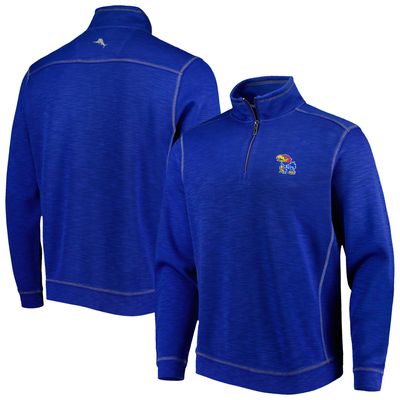 Men's Tommy Bahama Royal Kansas Jayhawks Sport Tobago Bay Tri-Blend Mock Neck Half-Zip Jacket