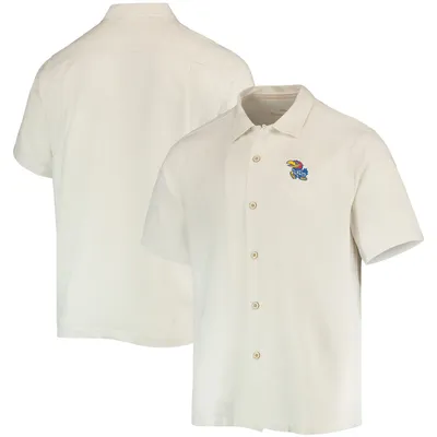 Kansas Jayhawks Tommy Bahama Tropic Isles Camp Button-Up Shirt - White