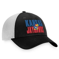 Men's Top of the World Black/White Kansas Jayhawks Stockpile Trucker Snapback Hat