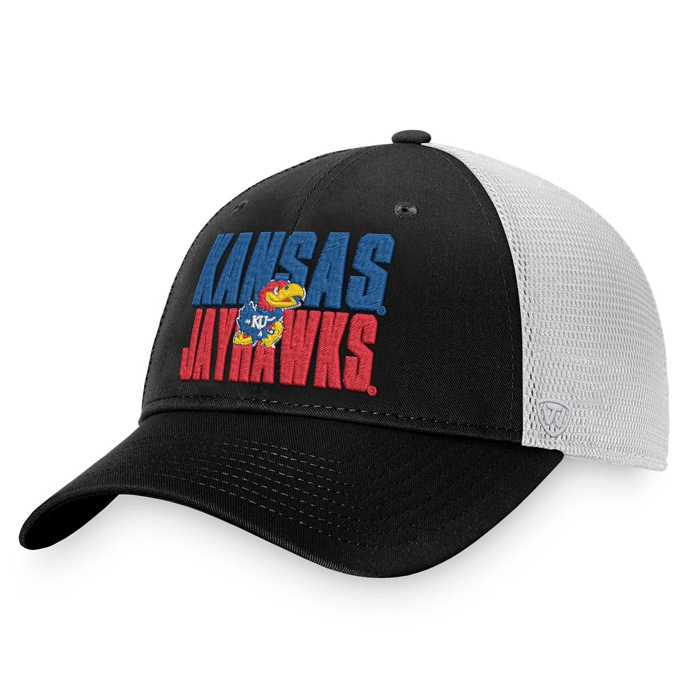 TOP KANSAS NOIR BLANC NCAA TOP STOCKPILE TRUCKER HATMENSTR