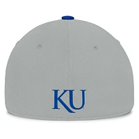 Men's Top of the World  Gray/Royal Kansas Jayhawks Mick Flex Hat