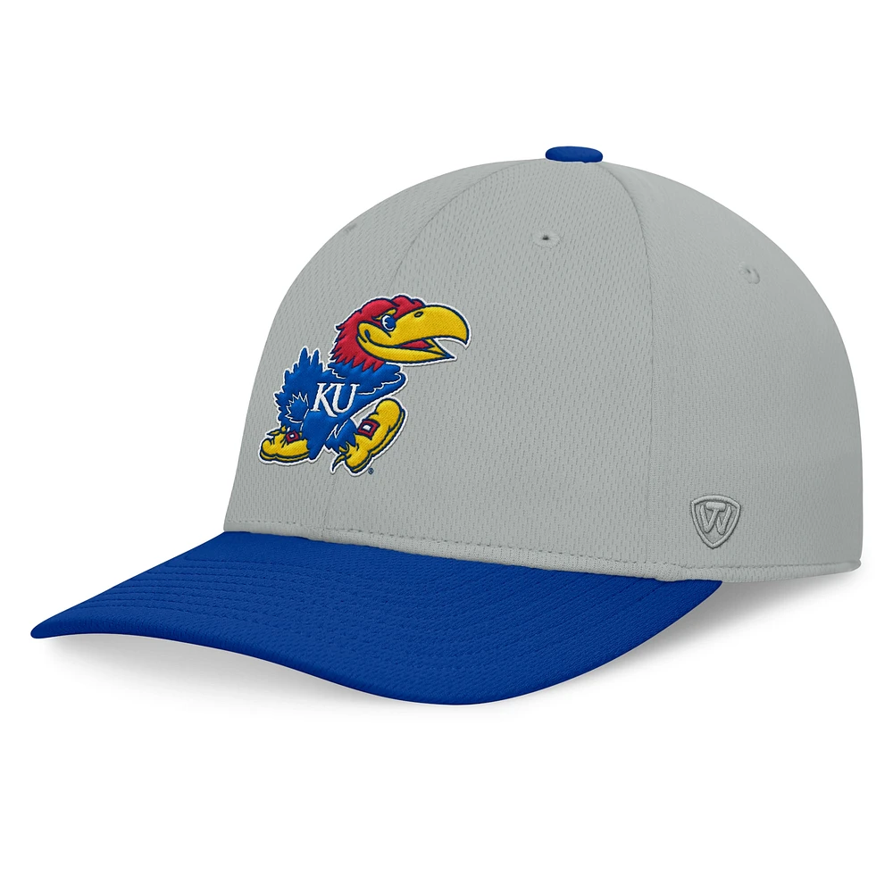 Men's Top of the World  Gray/Royal Kansas Jayhawks Mick Flex Hat