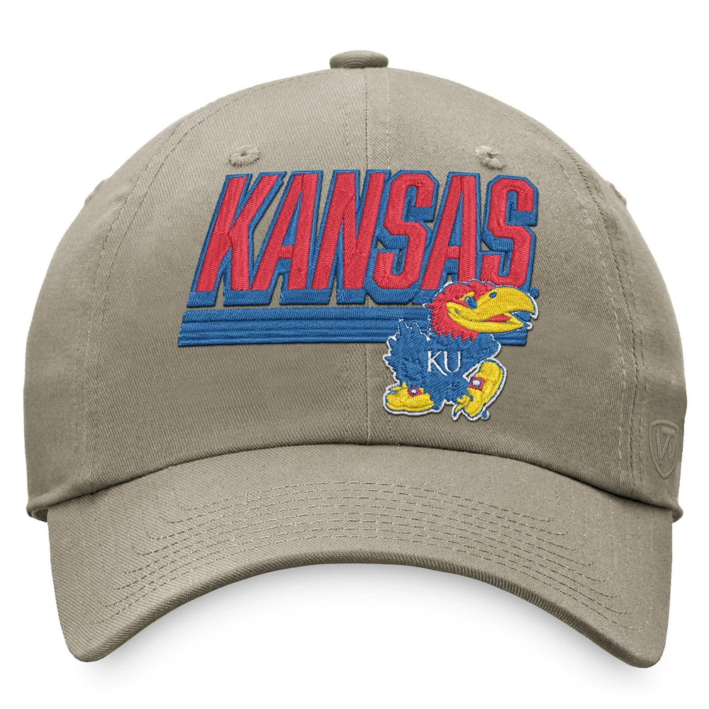 Men's Top of the World Khaki Kansas Jayhawks Slice Adjustable Hat