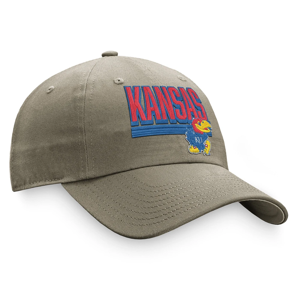 Men's Top of the World Khaki Kansas Jayhawks Slice Adjustable Hat