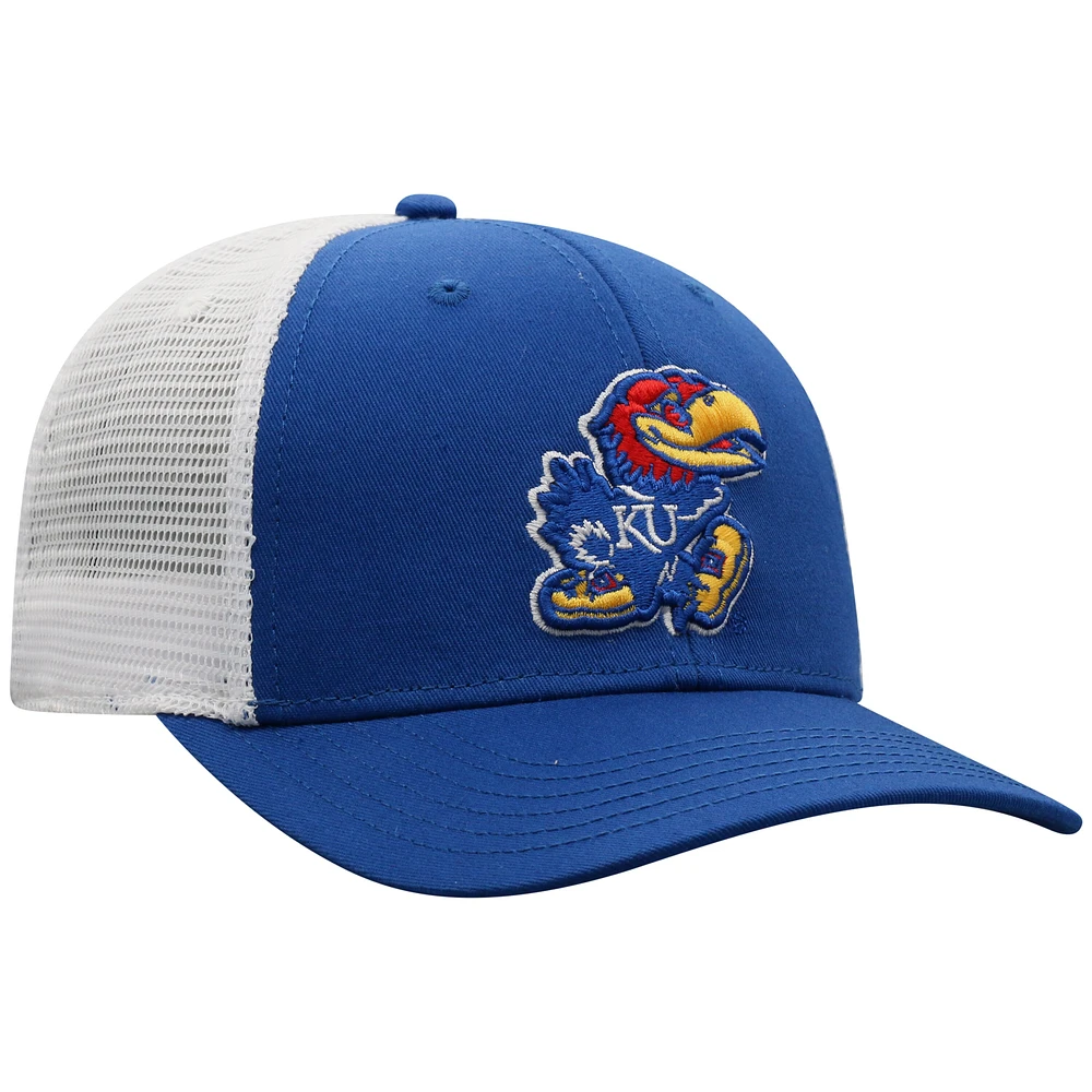 Casquette Kansas Jayhawks Snapback Trucker Royal/Blanc pour hommes Top of the World