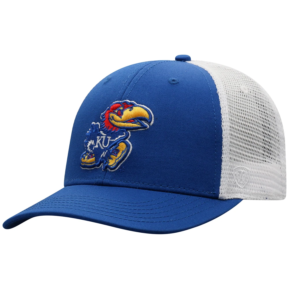 Men's Top of the World Royal/White Kansas Jayhawks Trucker Snapback Hat