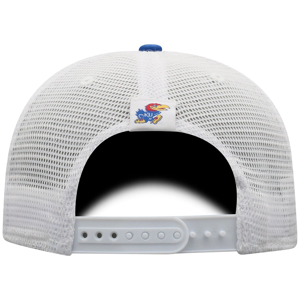 Men's Top of the World Royal/White Kansas Jayhawks Victory Baseline Trucker Adjustable Hat