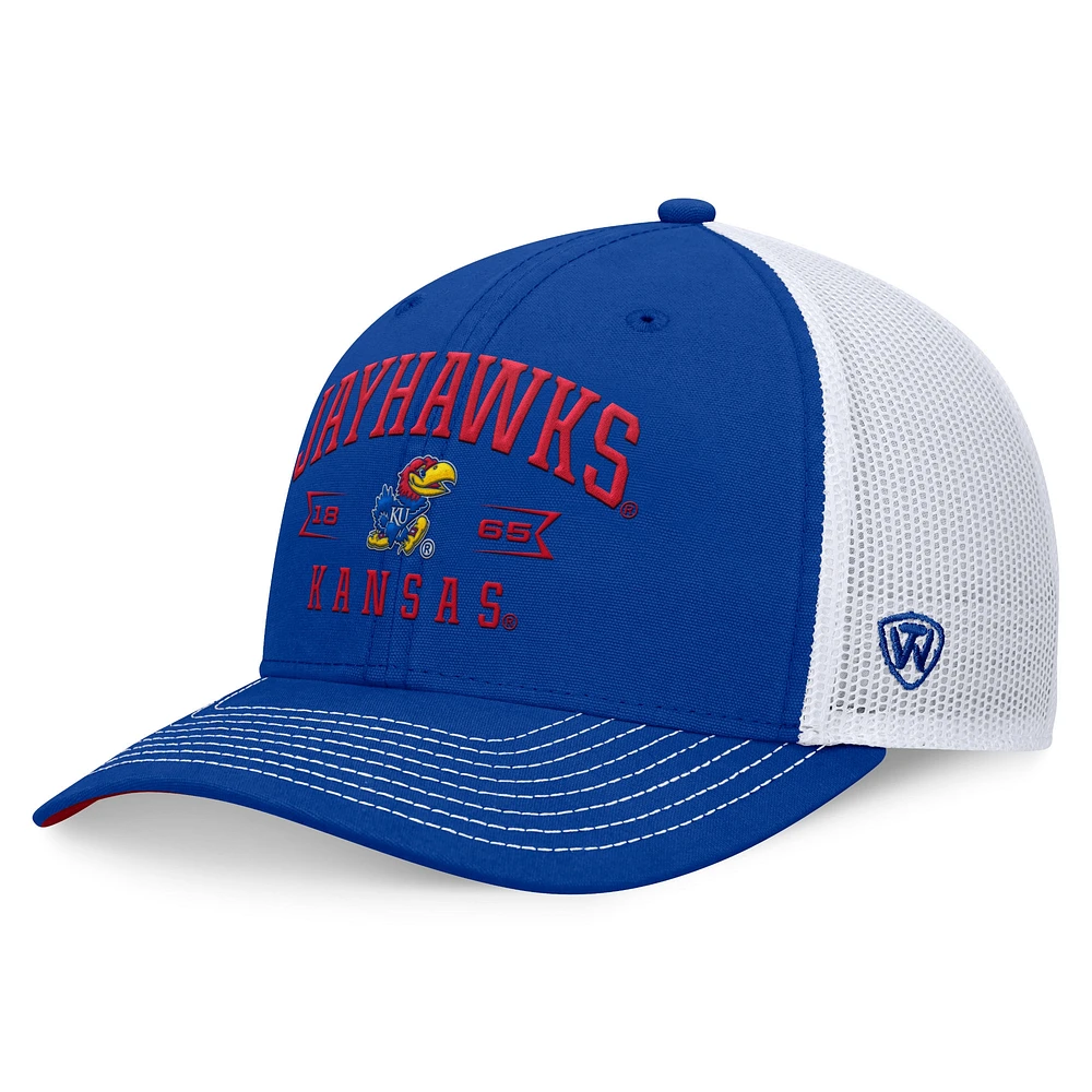 Casquette réglable Top of the World Royal Kansas Jayhawks Carson Trucker pour hommes