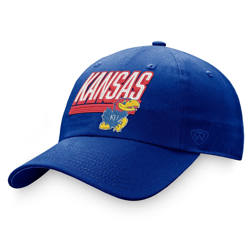 Men's Top of the World Royal Kansas Jayhawks Slice Adjustable Hat