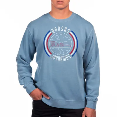 Men's Colosseum Heather Gray Kansas Jayhawks Arch & Logo Crew Neck Sweatshirt