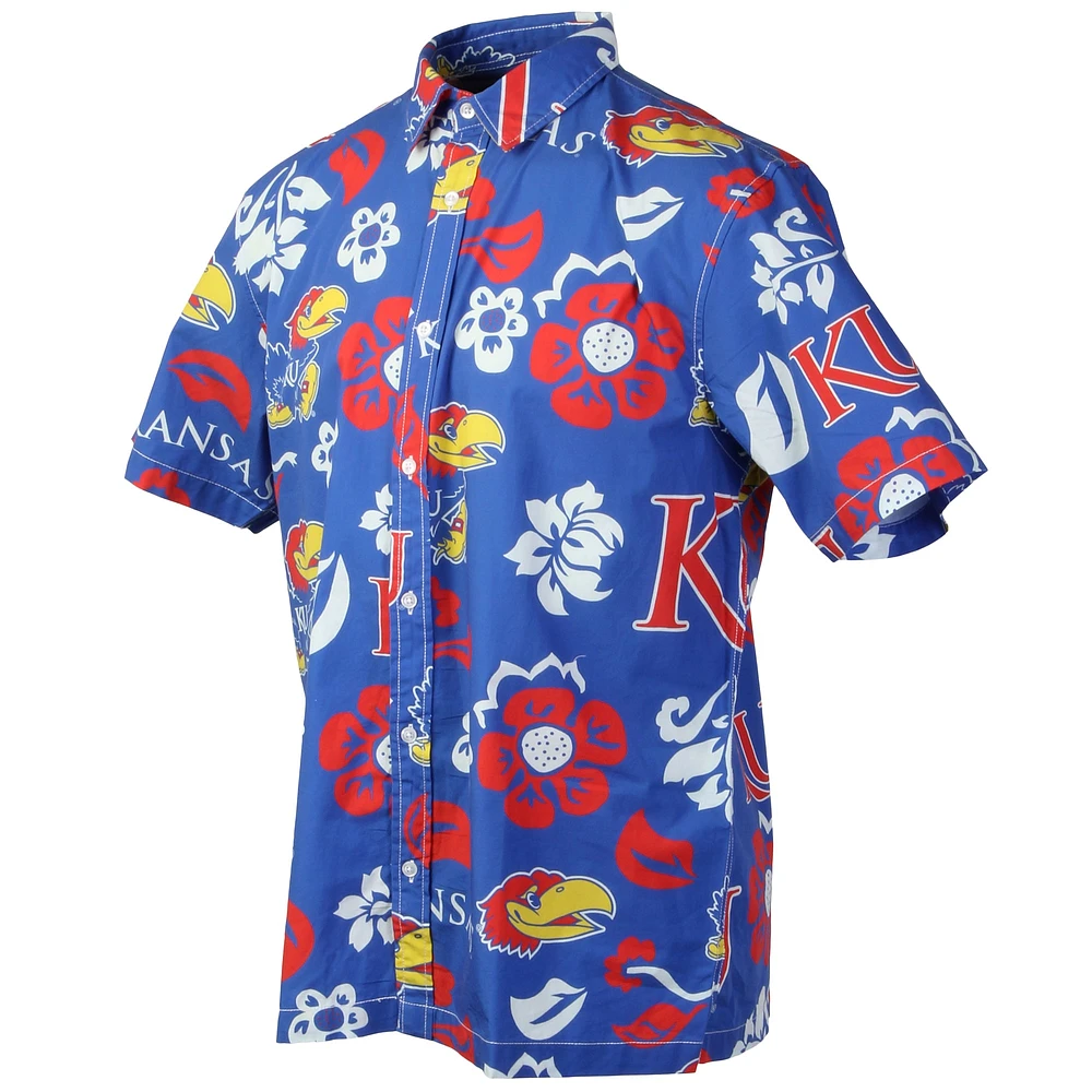 Men's Wes & Willy Royal Kansas Jayhawks Floral Button-Up Shirt