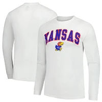 T-shirt basique à manches longues blanc pour homme des Kansas Jayhawks