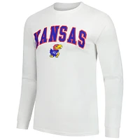 T-shirt basique à manches longues blanc pour homme des Kansas Jayhawks