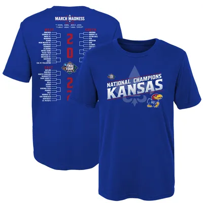 Preschool Royal Kansas Jayhawks 2022 NCAA Men's Basketball National Champions Bracket T-Shirt