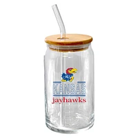 The Memory Company Kansas Jayhawks 16oz. Verre à bière Classic Crew avec couvercle en bambou