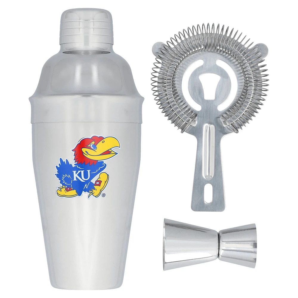 The Memory Company Kansas Jayhawks Stainless Steel Shaker, Strainer & Jigger Set