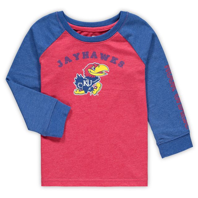 T-shirt raglan à manches longues Colosseum rouge chiné Kansas Jayhawks pour tout-petit