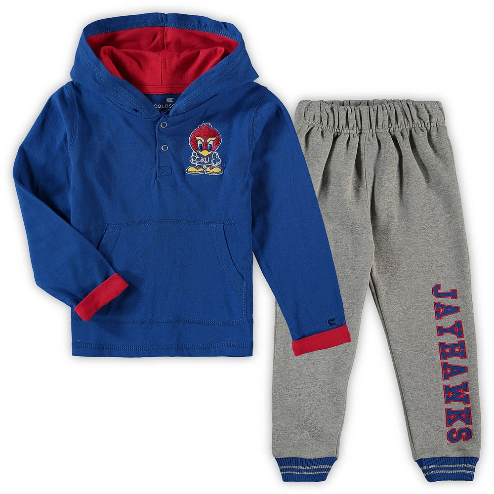 Toddler Colosseum Royal/Heathered Gray Kansas Jayhawks Poppies Hoodie and Sweatpants Set