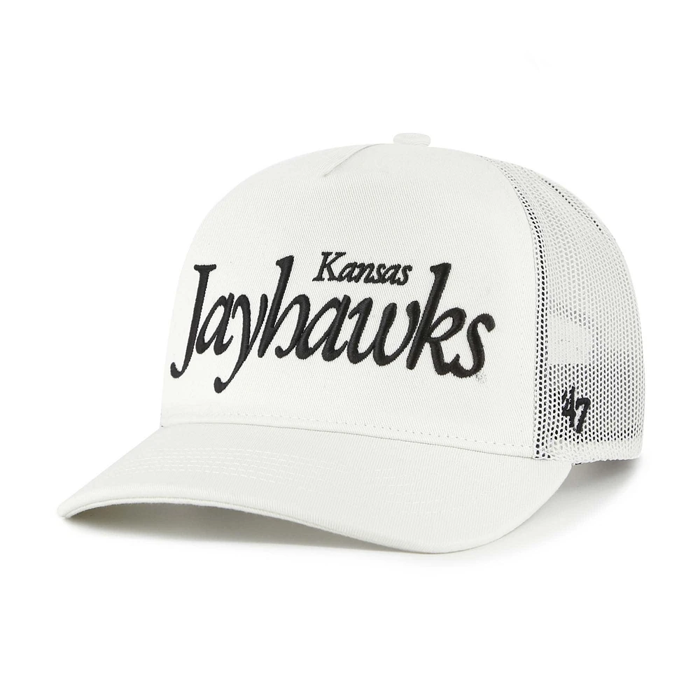 Unisex '47 Cream Kansas Jayhawks Foundation Script Adjustable Trucker Hat