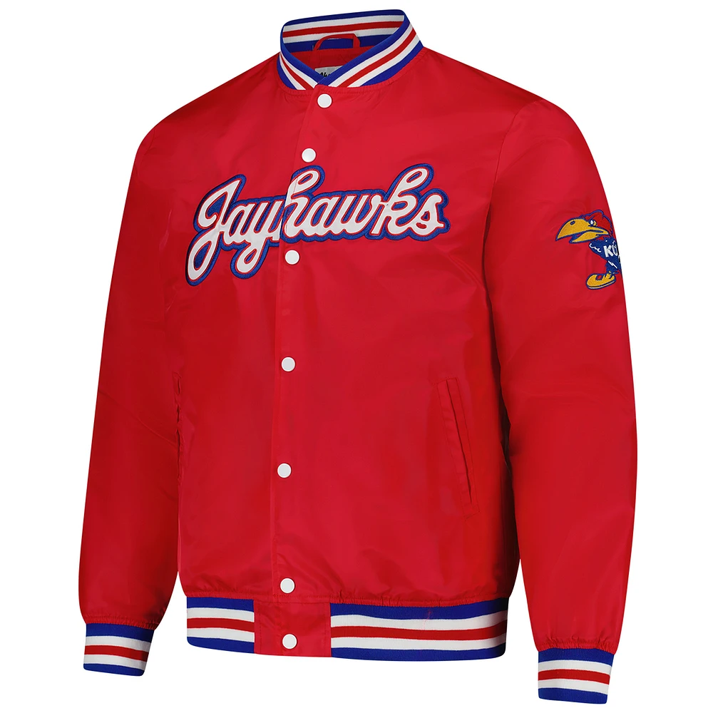 Unisex Charlie Hustle  Red Kansas Jayhawks Script Full-Snap Varsity Jacket