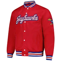 Unisex Charlie Hustle  Red Kansas Jayhawks Script Full-Snap Varsity Jacket