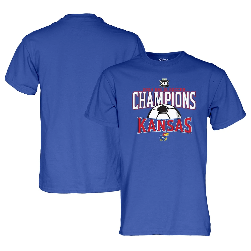 T-shirt unisexe bleu 84 Royal Kansas Jayhawks Champions du tournoi de soccer féminin Big 12 2024