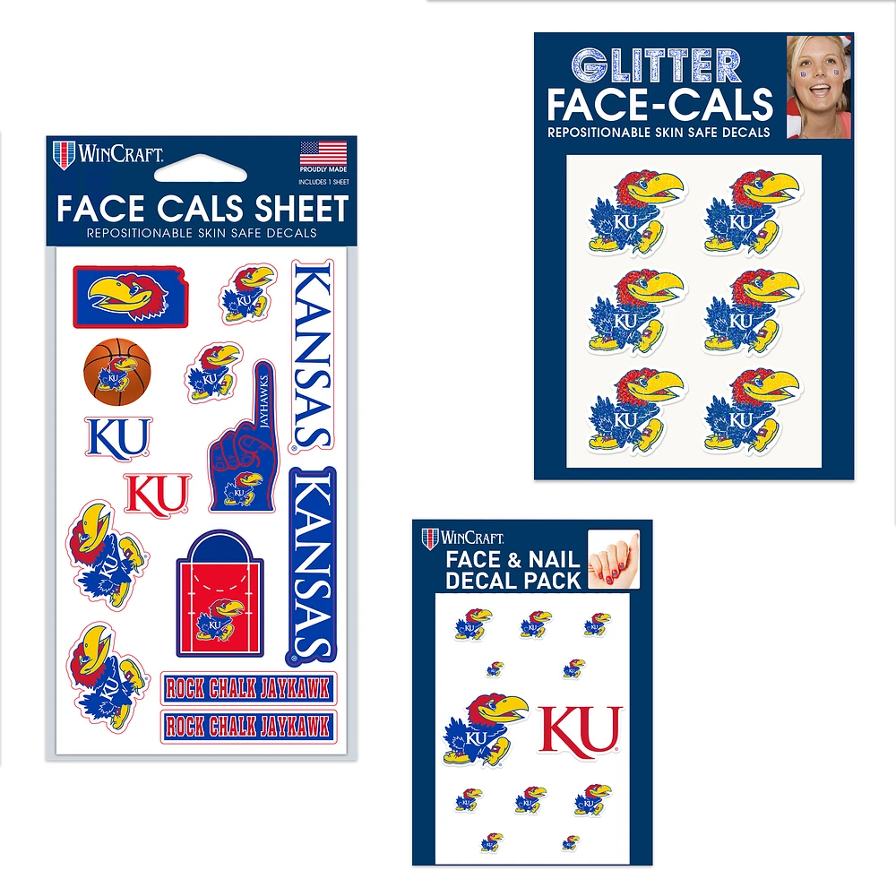 WinCraft Kansas Jayhawks 4" x 7" Waterless Tattoos Set