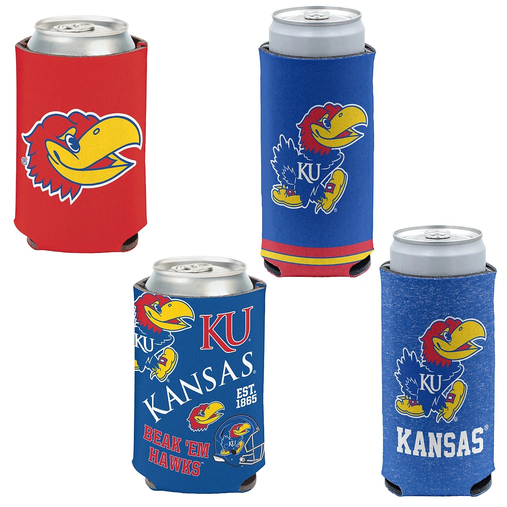 WinCraft Kansas Jayhawks Slim & 12oz. Can Cooler 4-Pack Set