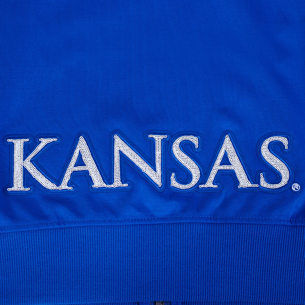 Veste à capuche zippée paillettes pour femme Pro Standard Royal Kansas Jayhawks Game Day